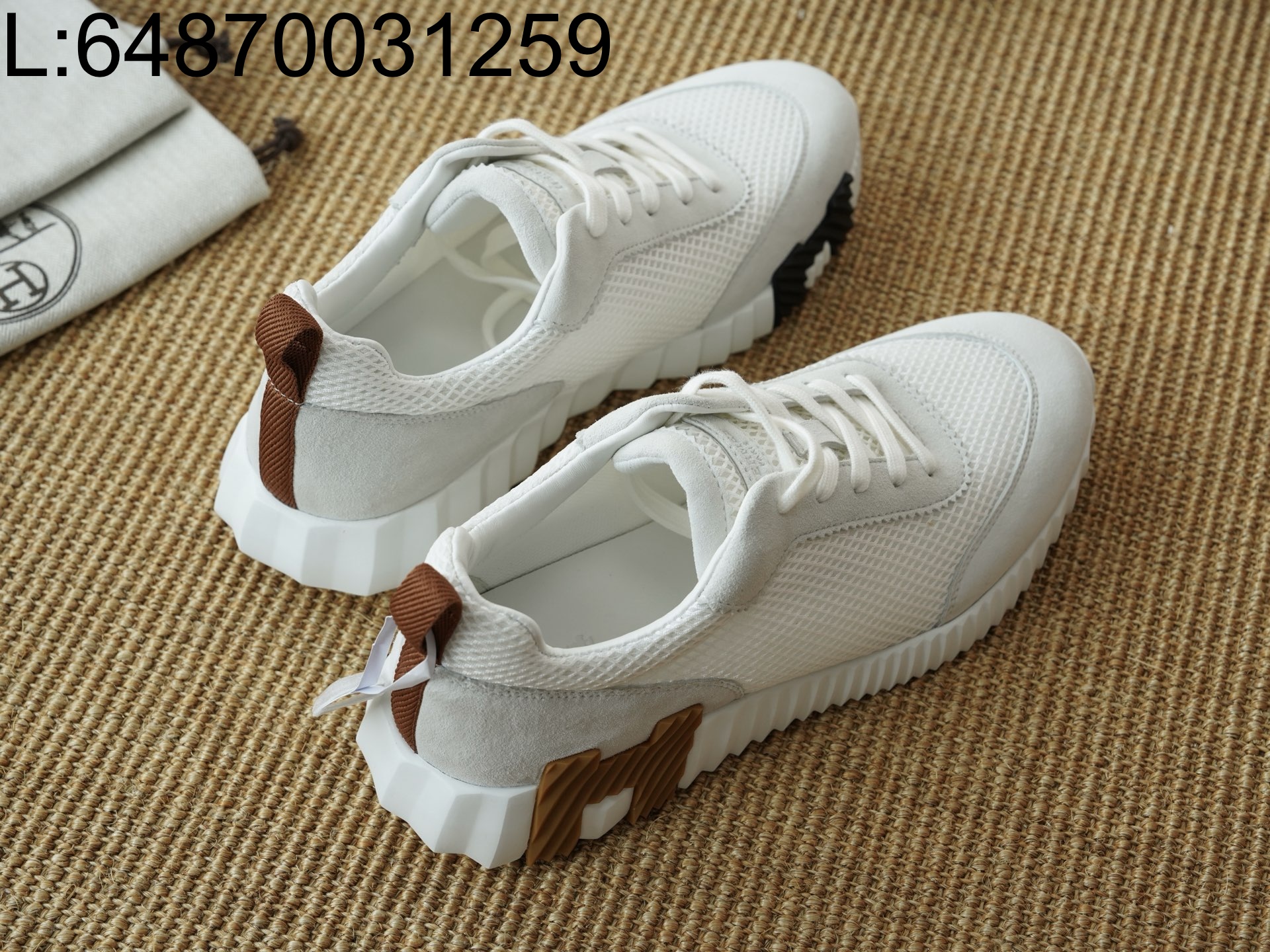 [AP공장] 에르메스 바운싱 스니커즈 메쉬 스웨이드 화이트 브라운 H 남성용