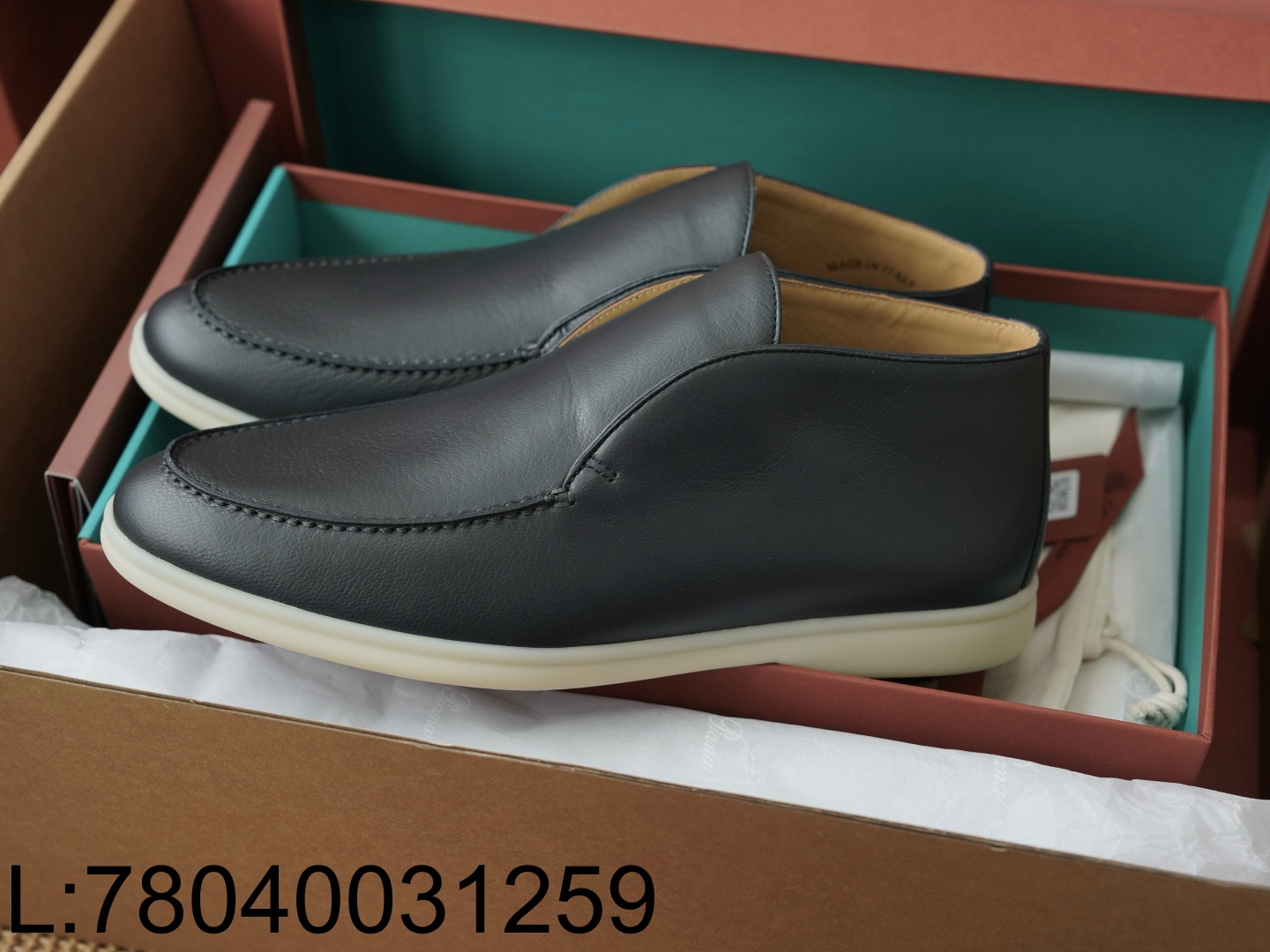 [AP공장] 로로피아나 오픈 워크 앵클 부츠 레더 블랙 남성용