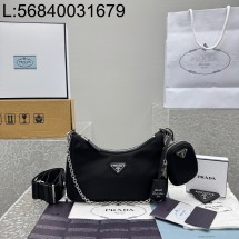 [카타] 프라다 리에디션 2005 리나일론 앤 사피아노 레더 백 참 블랙 22*12*6cm