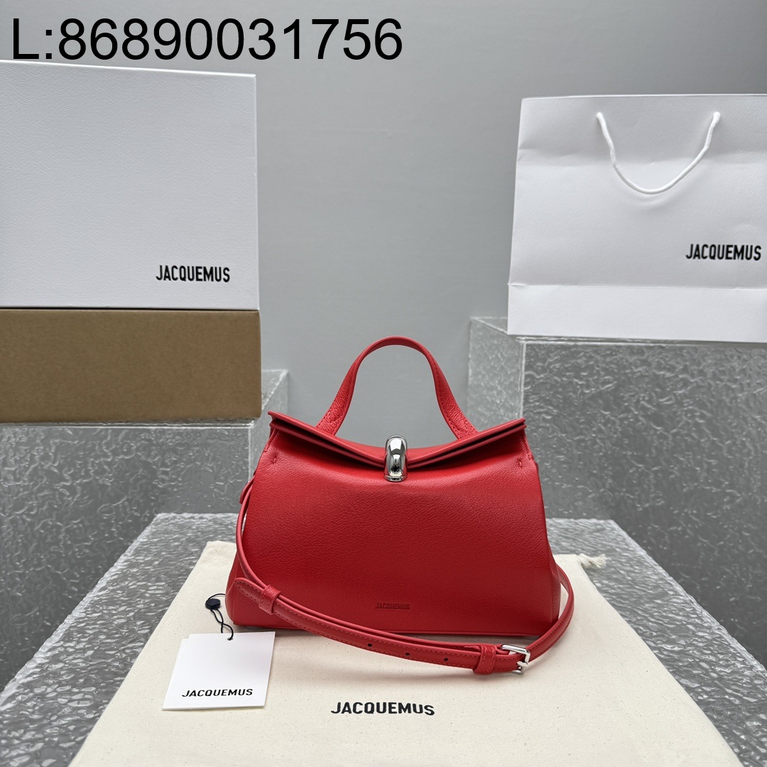 [카타] 자크뮈스 탑 핸들 백 24*14*7.5cm 레드 염소가죽 스몰