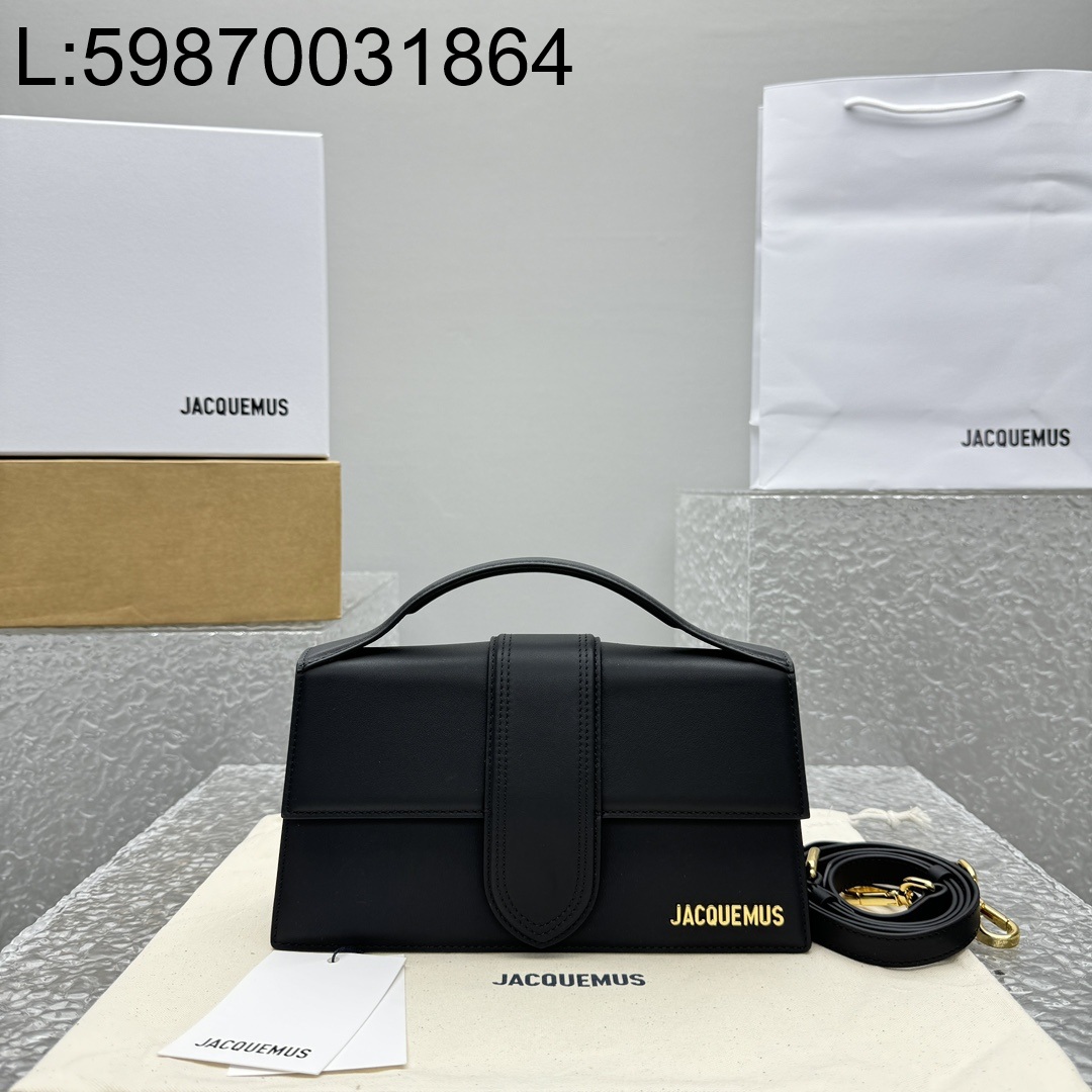  [카타공장, kata공장] 자크뮈스 밤비노 크로스바디 플랩백 블랙 24*13*7cm 라지 금장 무광 레더