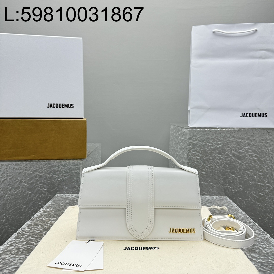 [카타공장, kata공장] 자크뮈스 밤비노 크로스바디 플랩백 화이트 24*13*7cm 라지 금장 레더