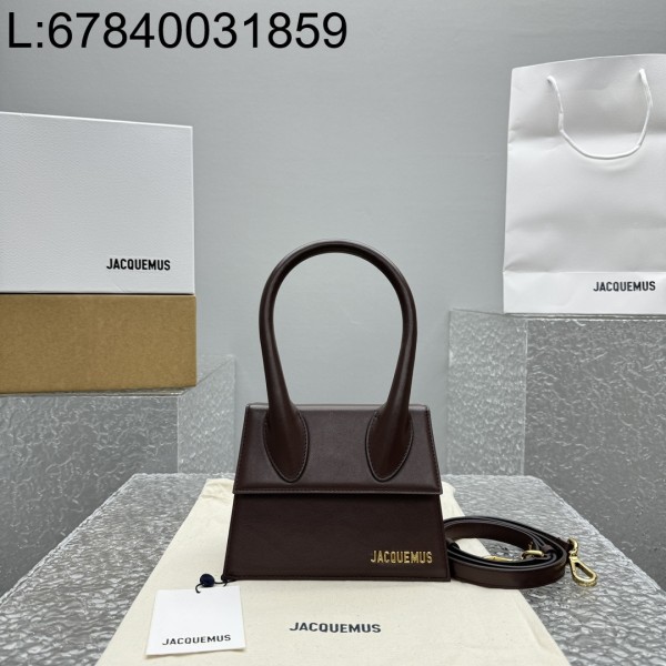 [카타공장, kata공장] 자크뮈스 르 치키토 시그니쳐 핸드백 다크 브라운 18*15.5*8cm 미디엄 금장 레더