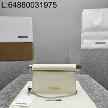 [카타공장, kata공장] 자크뮈스 라 포쉐트 론드 까레 테이크아웃 클러치 화이트 20*7*14cm 금장 양가죽