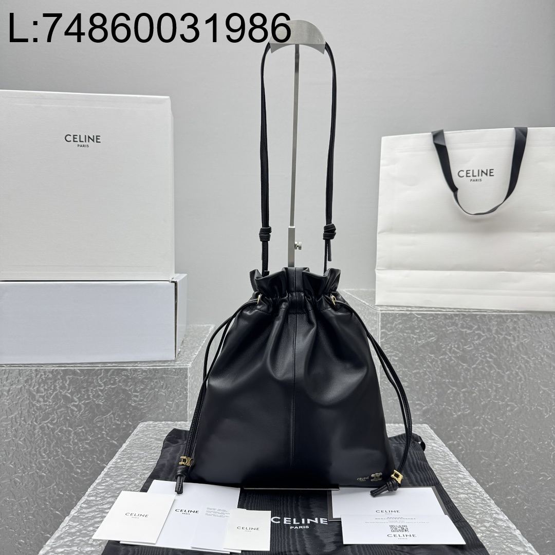 [카타공장, kata공장] 셀린느 크리스탈 파우치 램스킨 블랙 28*32*0.5cm