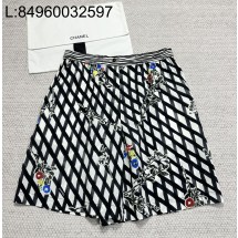 [타지아공장(tj공장) -여성전용 ] 샤넬 실크 멀티컬러 플라워 퀼팅 반바지 블랙