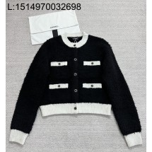 [타지아공장(tj공장) -여성전용] 샤넬 25K 울 배색 가디건 4포켓 블랙