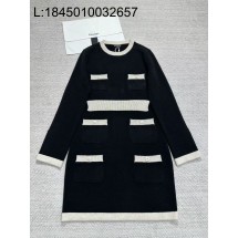 [타지아공장(tj공장) -여성전용] 샤넬 25K 캐시미어 배색 원피스 블랙