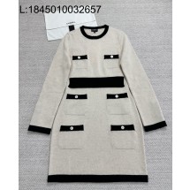 [타지아공장(tj공장) -여성전용] 샤넬 25K 캐시미어 배색 원피스 라이트 베이지