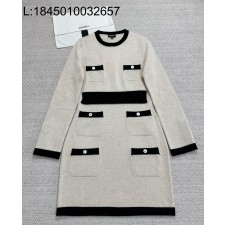 [타지아공장(tj공장) -여성전용] 샤넬 25K 캐시미어 배색 원피스 라이트 베이지