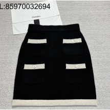 [타지아공장(tj공장) -여성전용] 샤넬 25K 캐시미어 배색 스커트 블랙