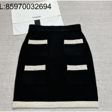 [타지아공장(tj공장) -여성전용] 샤넬 25K 캐시미어 배색 스커트 블랙