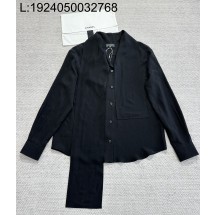 [타지아공장(tj공장) -여성전용] 샤넬 CC로고 자카드 실크 리본 긴팔 셔츠 블랙