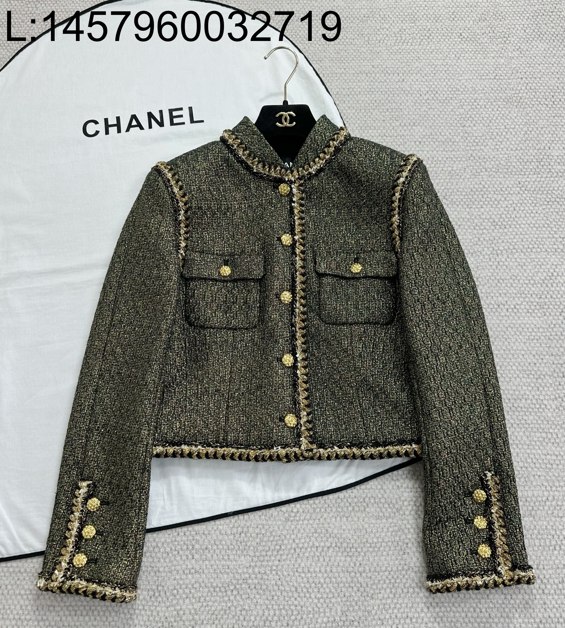 [타지아공장(tj공장) -여성전용] 샤넬 빈티지 골드 트위드 자켓 초록색