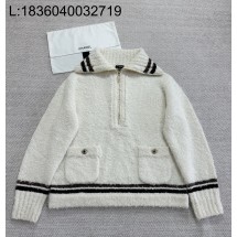 [타지아공장(tj공장) -여성전용] 샤넬 더블 포켓 하프집업 니트 화이트