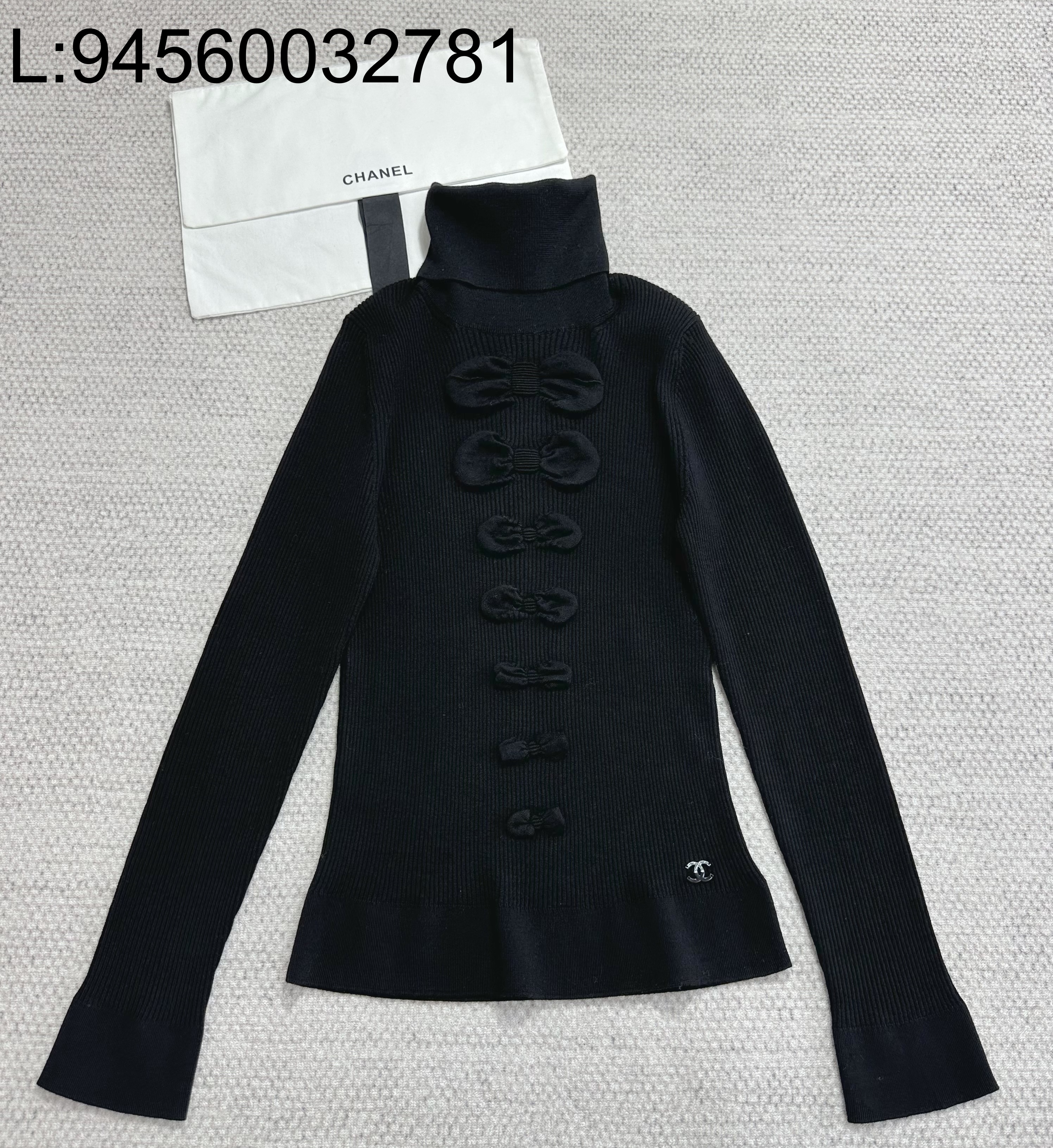 [타지아공장(tj공장) -여성전용] 샤넬 25K 울 하이넥 니트 나비매듭 블랙