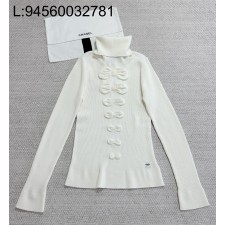 [타지아공장(tj공장) -여성전용] 샤넬 25K 울 하이넥 니트 나비매듭 화이트