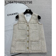 [타지아공장(tj공장) -여성전용] 샤넬 골드 버튼 트위드 조끼 베이지