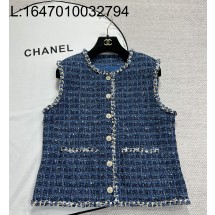 [타지아공장(tj공장) -여성전용] 샤넬 체크 트위드 조끼 블루