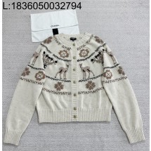 [타지아공장(tj공장) -여성전용] 샤넬 25N 사슴 자카드 캐시미어 가디건 화이트