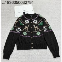 [타지아공장(tj공장) -여성전용] 샤넬 25N 사슴 자카드 캐시미어 가디건 다크 브라운