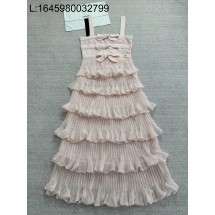 [타지아공장(tj공장) -여성전용] 샤넬 롱 티어드 니트 원피스 울 캉캉 원피스 연핑크