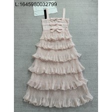 [타지아공장(tj공장) -여성전용] 샤넬 롱 티어드 니트 원피스 울 캉캉 원피스 연핑크