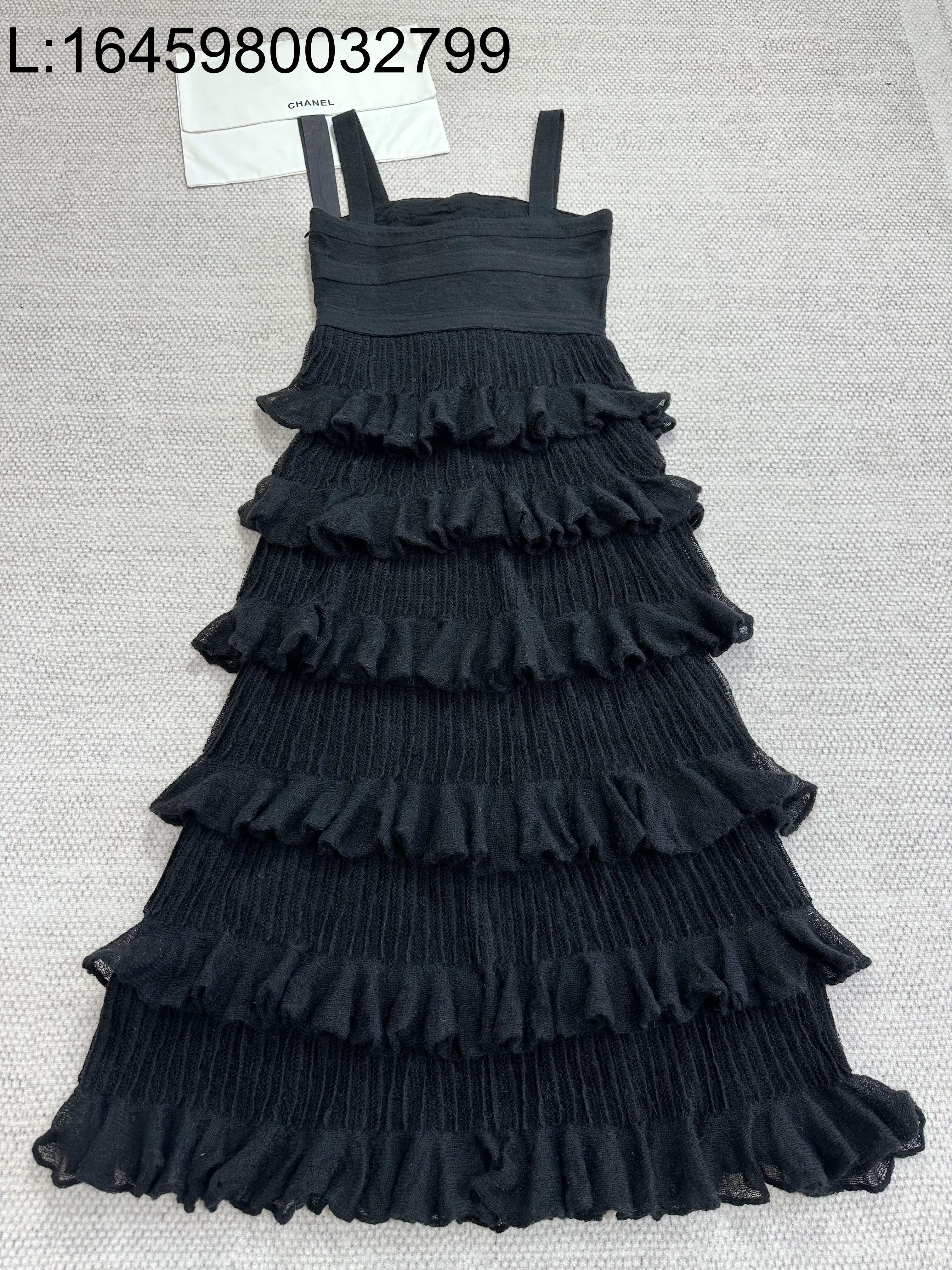 [타지아공장(tj공장) -여성전용] 샤넬 롱 티어드 니트 원피스 울 캉캉 원피스 블랙