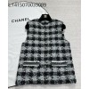[타지아공장(tj공장) -여성전용] 샤넬 배색 체크 트위드 조끼 베스트 블랙 남회색