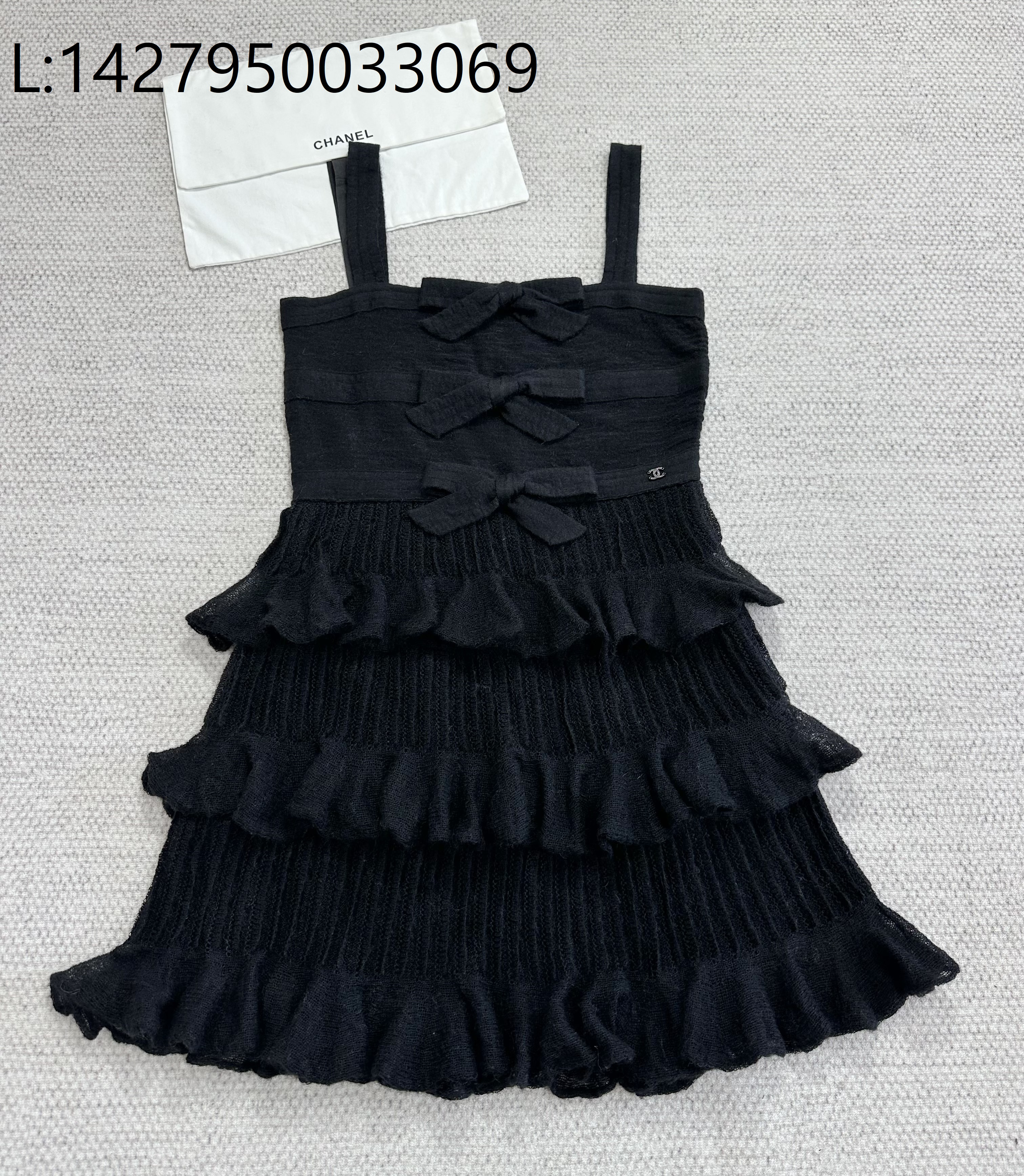 [타지아공장(tj공장) -여성전용] 샤넬 숏 티어드 니트 원피스 울 캉캉 원피스 블랙 숏