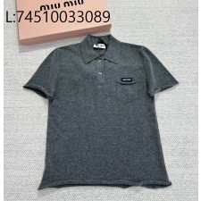 [타지아공장(tj공장) -여성전용] 미우미우 캐시미어 반팔 카라티 / 폴로티 / 반팔티 그레이