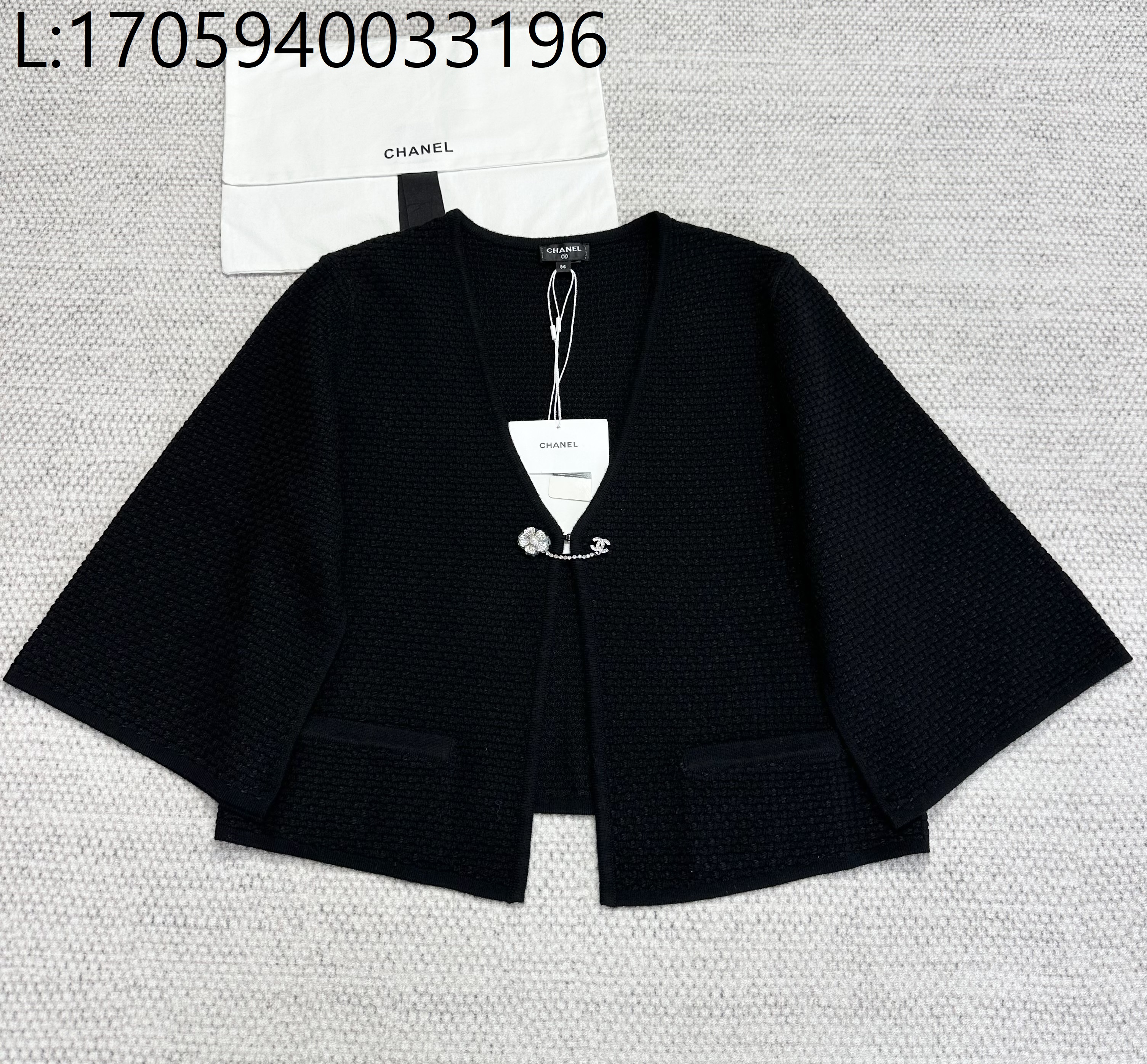 [타지아공장(tj공장) -여성전용] 샤넬 베이직 단색 와이드 소매 가디건 블랙 