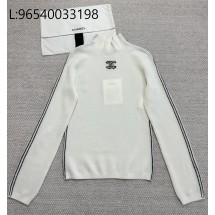 [타지아공장(tj공장) -여성전용] 샤넬 CC로고 반하이넥 울 니트 화이트