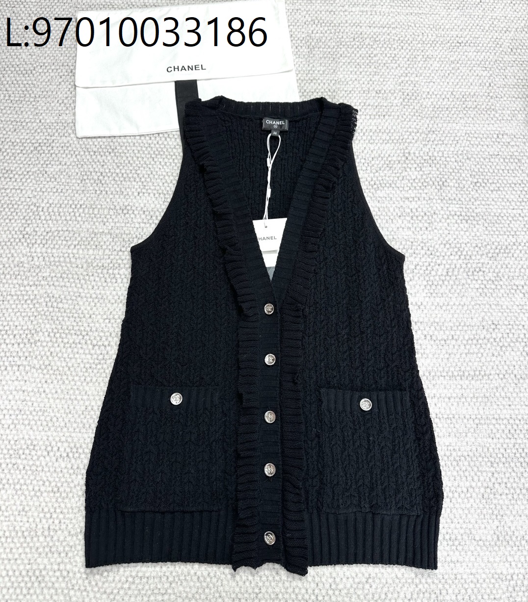 [타지아공장(tj공장) -여성전용] 샤넬 코튼  민소매 가디건 블랙