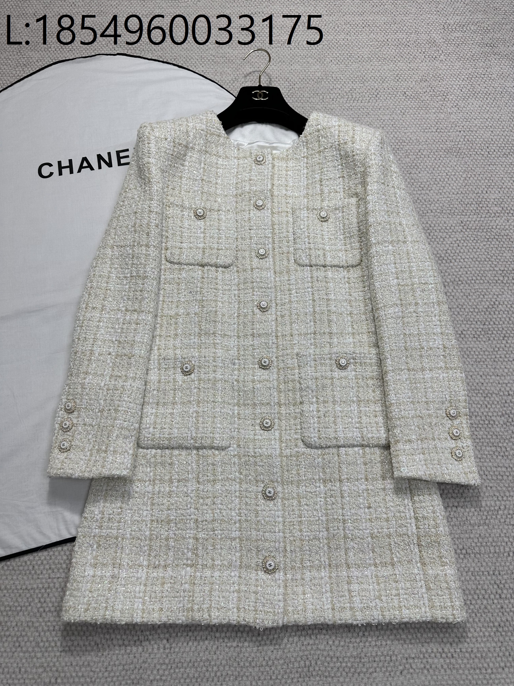 [타지아공장(tj공장) -여성전용] 샤넬 25K 트위드 체크 롱 자켓 코트 베이지