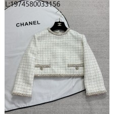 [타지아공장(tj공장) -여성전용] 샤넬 탑 체크 숏 자켓 앞뒤 양면 착용 아이보리 