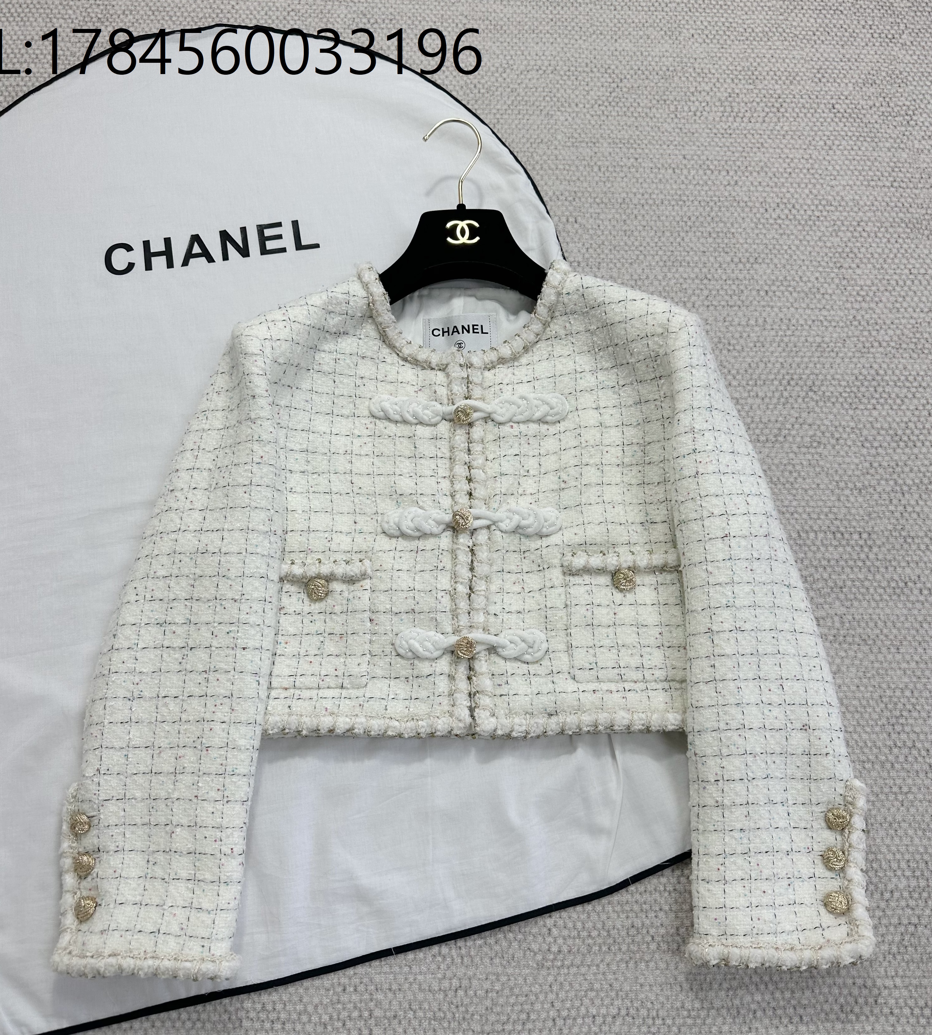 [타지아공장(tj공장) -여성전용] 샤넬 버클 체크 트위드 자켓 아이버리