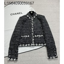 [타지아공장(tj공장) -여성전용] 샤넬 플라워 이음 배색 체크 자켓 블랙