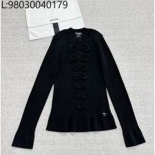 [타지아공장(tj공장) -여성전용] 샤넬 울 니트 긴팔티 나비매듭 블랙