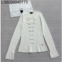 [타지아공장(tj공장) -여성전용] 샤넬 울 니트 긴팔티 나비매듭 화이트