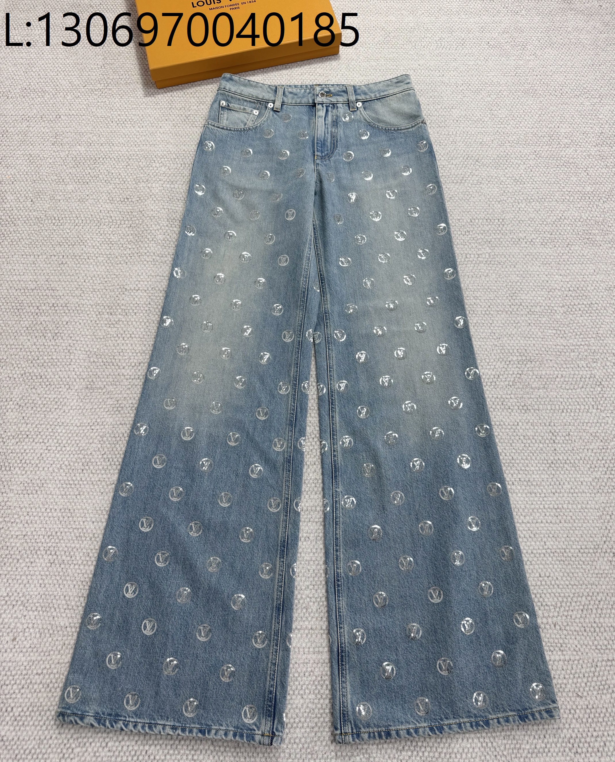 [타지아공장(tj공장) -여성전용] 루이비통 LV 시퀸 데님 팬츠 진 청바지 남회색