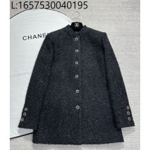 [타지아공장(tj공장) -여성전용] 샤넬 글리터 트위드 미디 롱 자켓 블랙