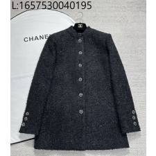 [타지아공장(tj공장) -여성전용] 샤넬 글리터 트위드 미디 롱 자켓 블랙