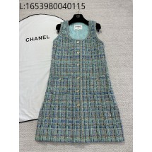 [타지아공장(tj공장) -여성전용] 샤넬 체크 우븐 단추 민소매 원피스 파보니누스