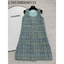 [타지아공장(tj공장) -여성전용] 샤넬 체크 우븐 단추 민소매 원피스 파보니누스