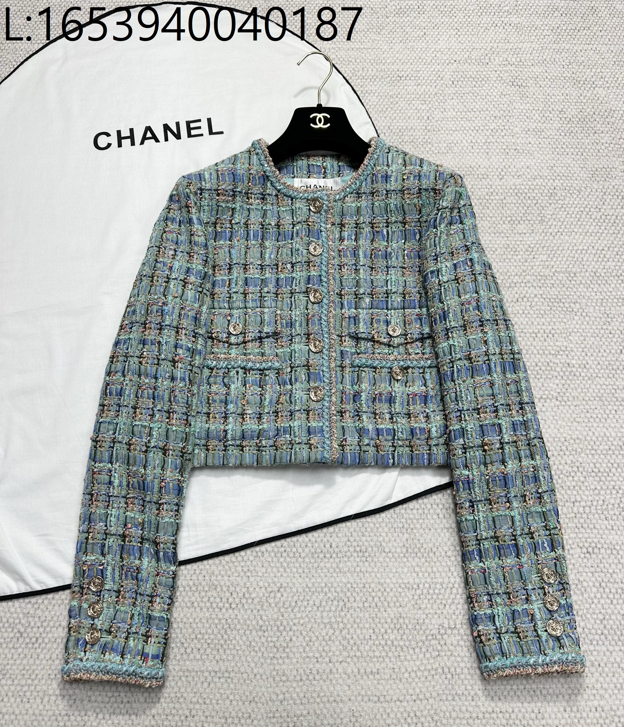 [타지아공장(tj공장) -여성전용] 샤넬 체크 우븐 단추 자켓 파보니누스