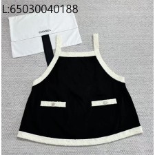 [타지아공장(tj공장) -여성전용] 샤넬 레이온 슬리브리스 끈나시 배색 블랙