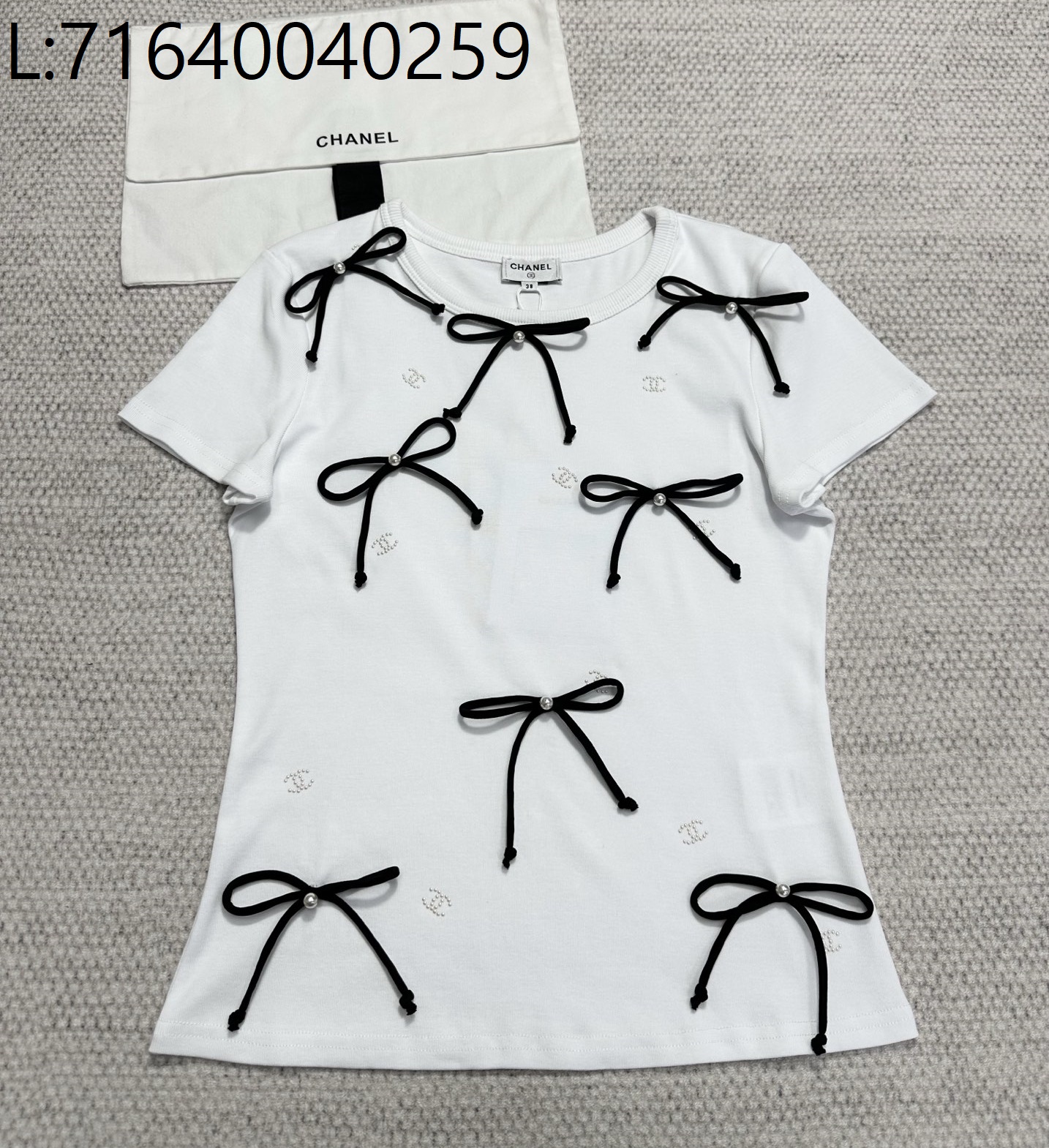 [타지아공장(tj공장) -여성전용] 샤넬 CC로고 블랙 나비매듭 반팔티