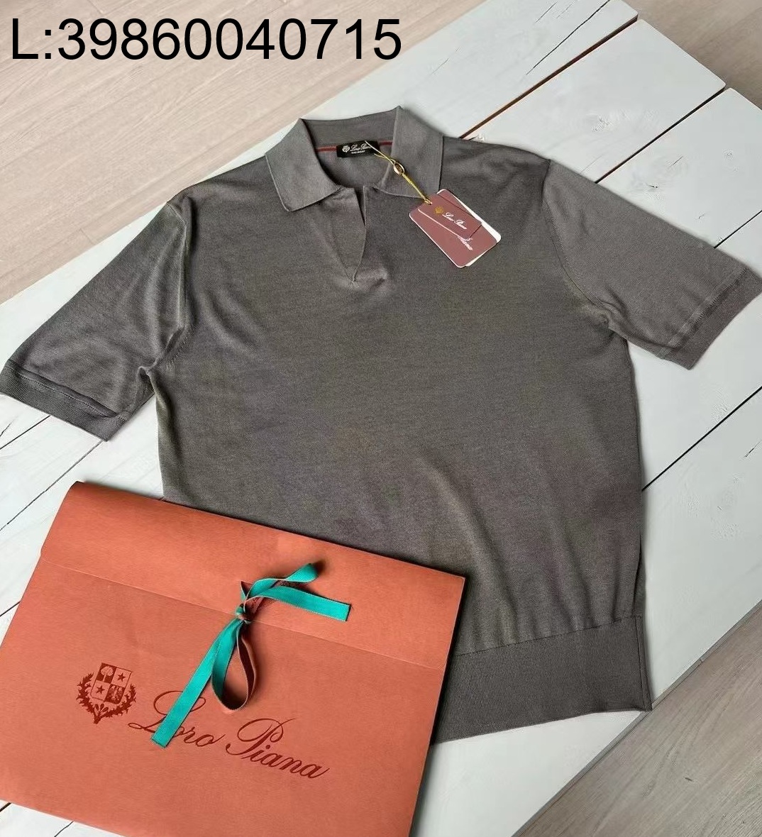 [LC공장] 로로피아나 버튼리스 니트 폴로 셔츠 반팔티 카라티 라이트 브라운