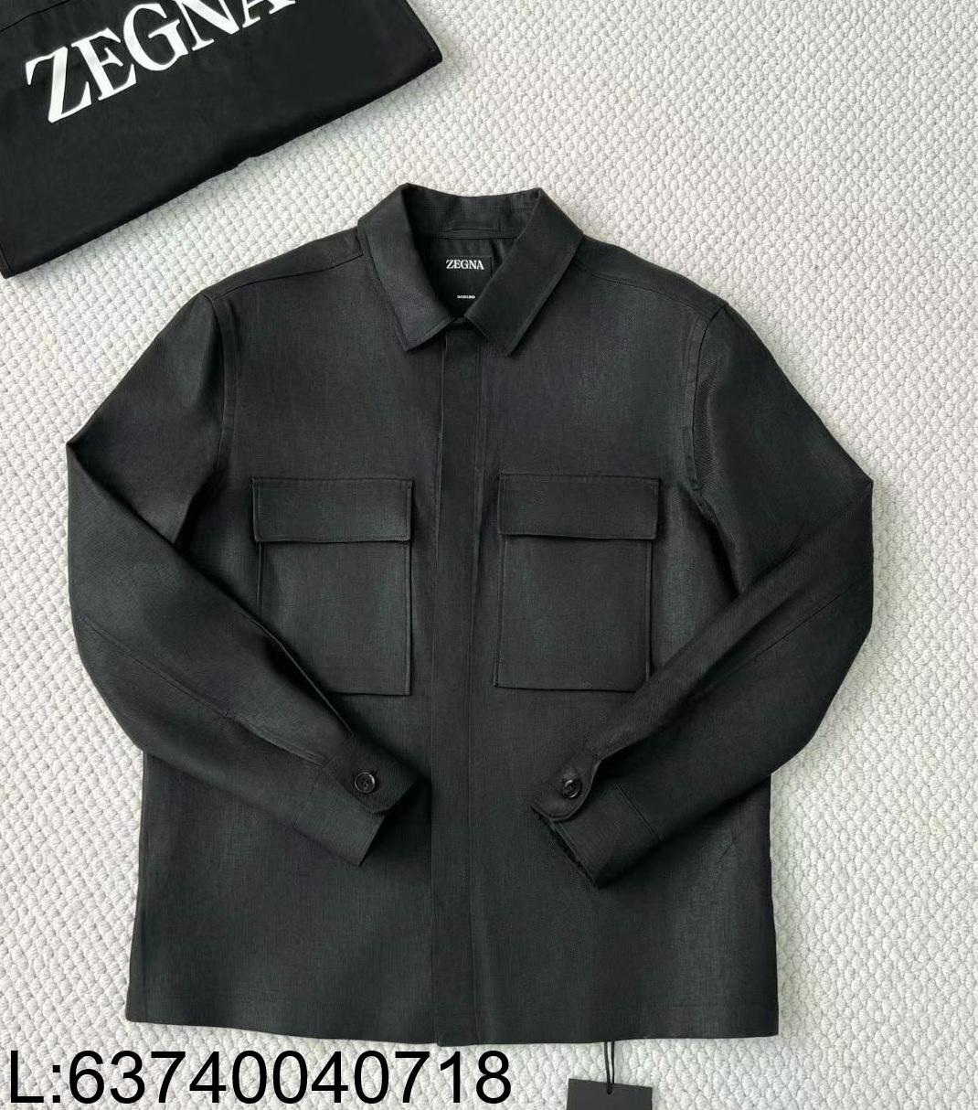 [LC공장] 로로피아나 더블 포켓 순색 아마 셔츠 자켓 블랙